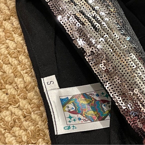 Queen Of Sparkles Black Mega Scissor Poof Sleeve Dress Small - Picture 4 of 9